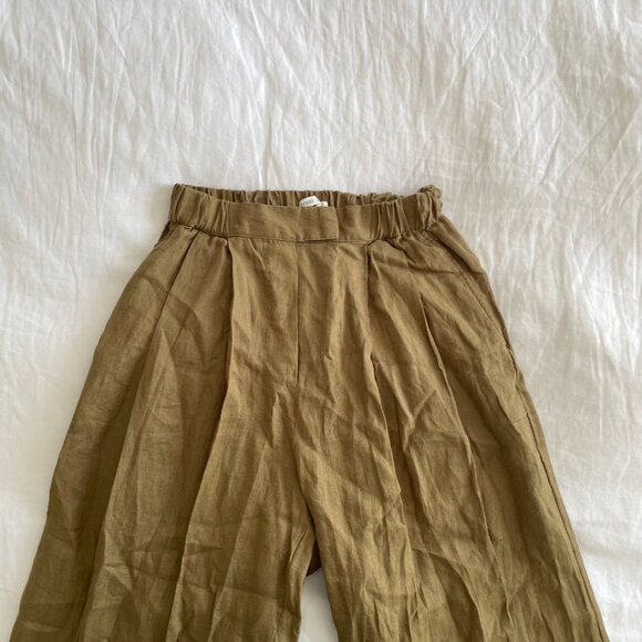 Oysho Linen Wide Straight Leg Trousersn (sz XS) - Picture 2 of 6